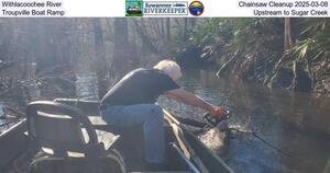 [Withlacoochee River Chainsaw Cleanup 2025-03-08, Troupville Boat Ramp, Upstream to Sugar Creek]