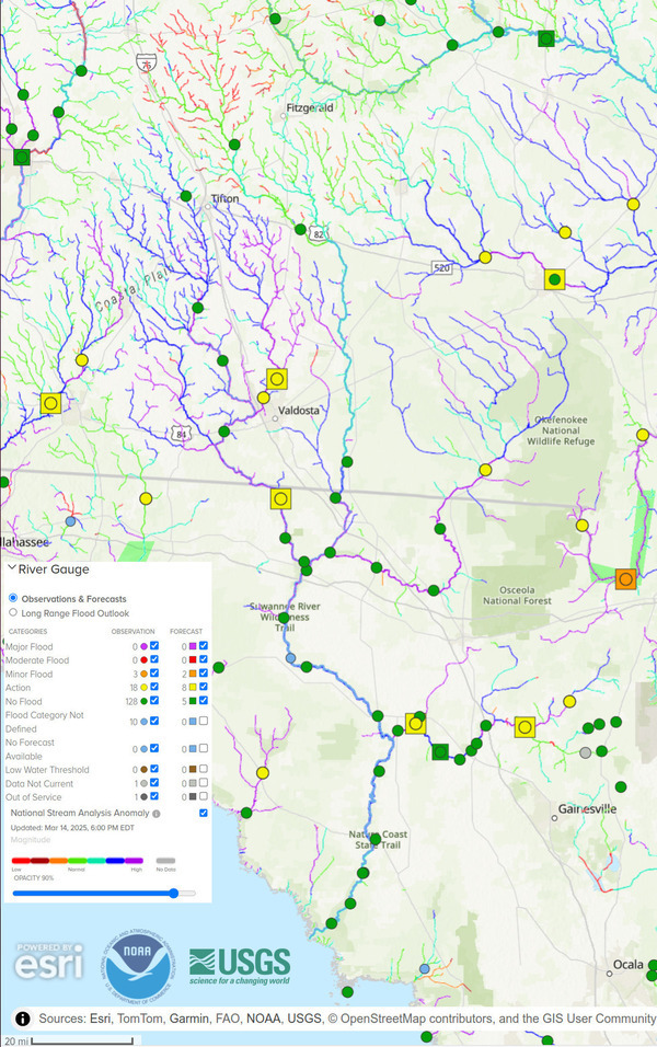 [Map: NOAA Gauges 2025-03-14]