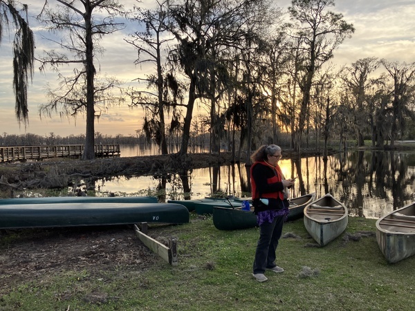Sarah at the canoes --Gretchen Quarterman