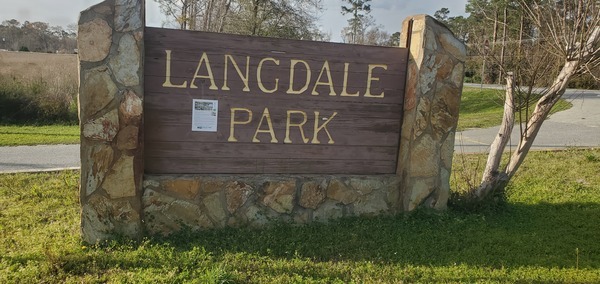 Flyer on entrance sign, Langdale Park, 2025:03:14 18:09:00, 30.8871884, -83.3150172