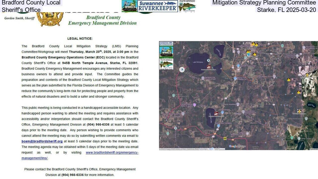 Bradford County Local Mitigation Strategy Planning Committee, Sheriff's Office, Starke, FL 2025-03-20