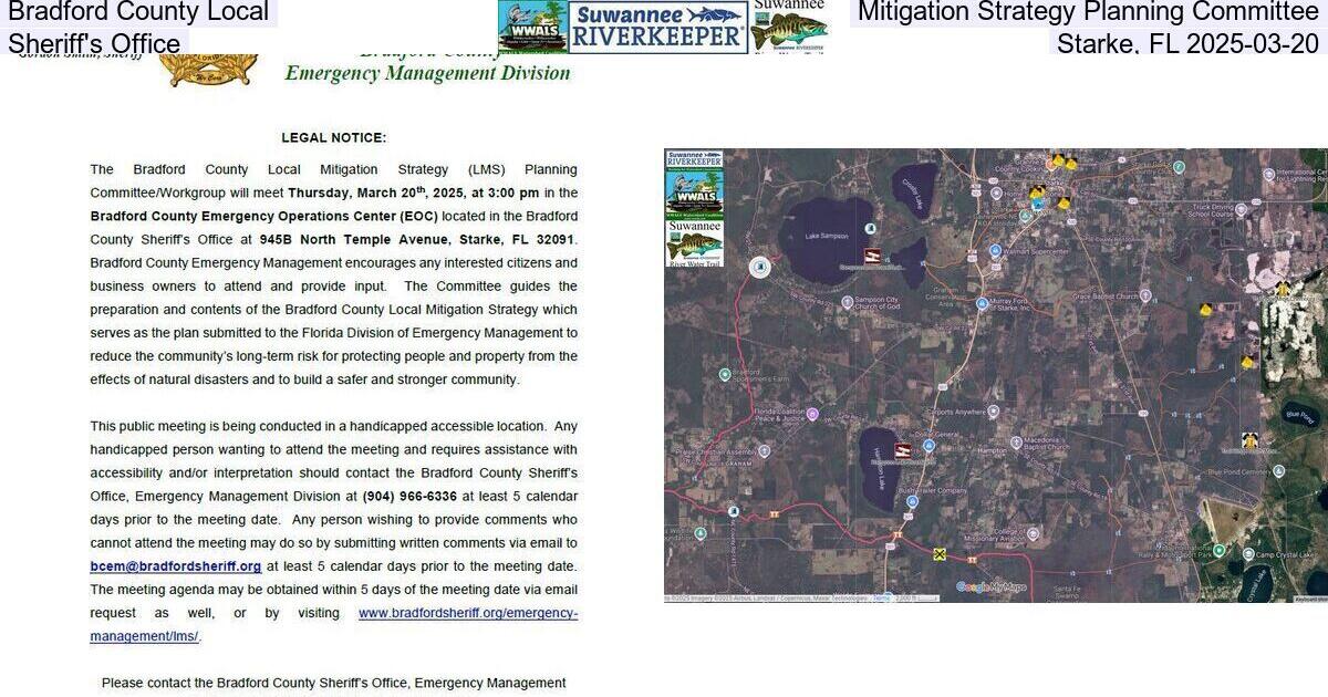 [Bradford County Local Mitigation Strategy Planning Committee, Sheriff's Office, Starke, FL 2025-03-20]