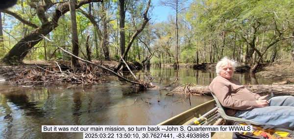 But it was not our main mission, so turn back --John S. Quarterman for WWALS, 2025:03:22 13:50:10, 30.7627441, -83.4938985