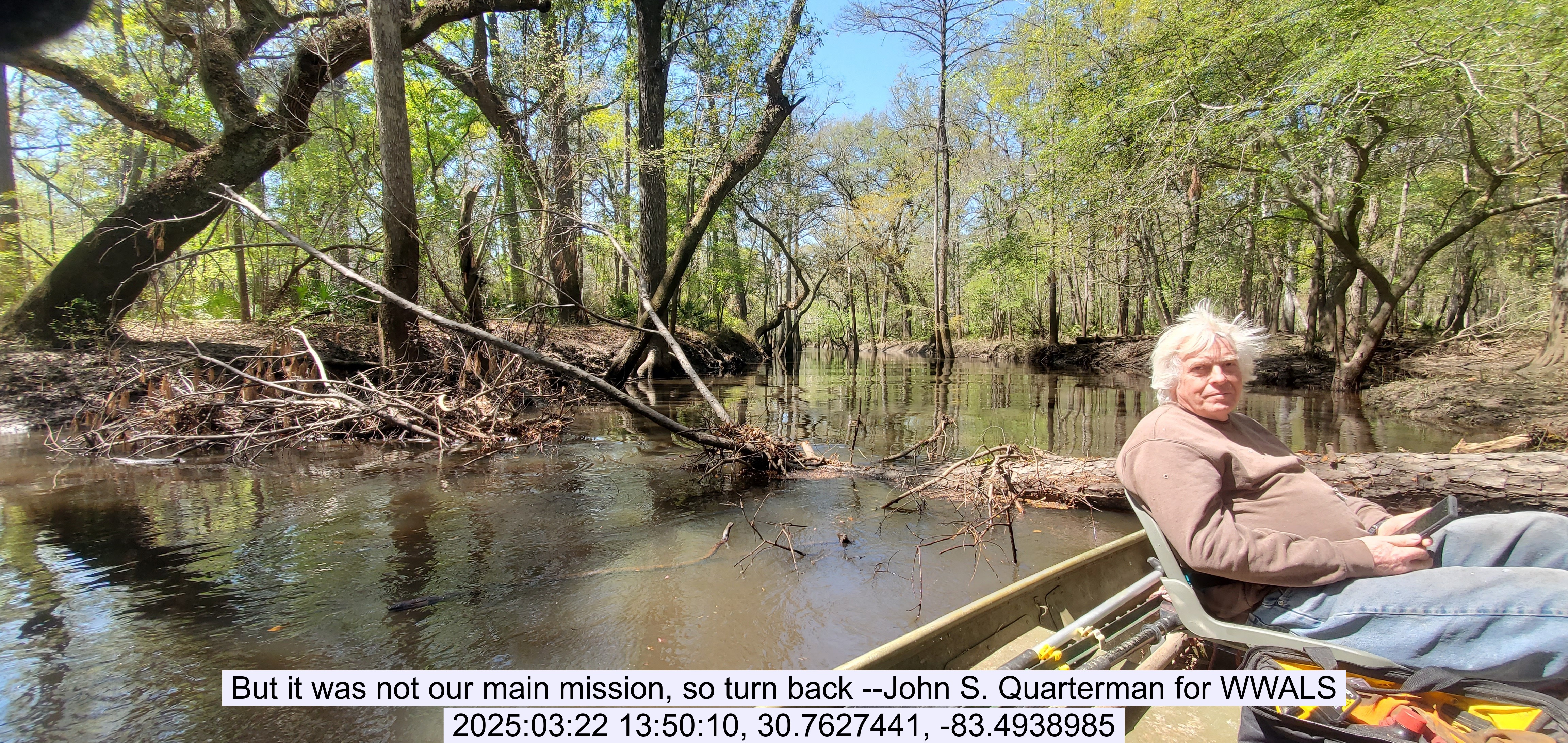 But it was not our main mission, so turn back --John S. Quarterman for WWALS, 2025:03:22 13:50:10, 30.7627441, -83.4938985