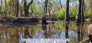 [Another floating bottle --John S. Quarterman for WWALS, 2025:03:22 13:57:31, 30.7598655, -83.4926938]