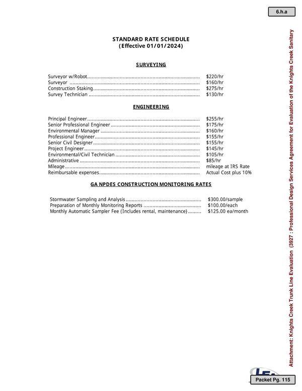 Standard Rate Schedule