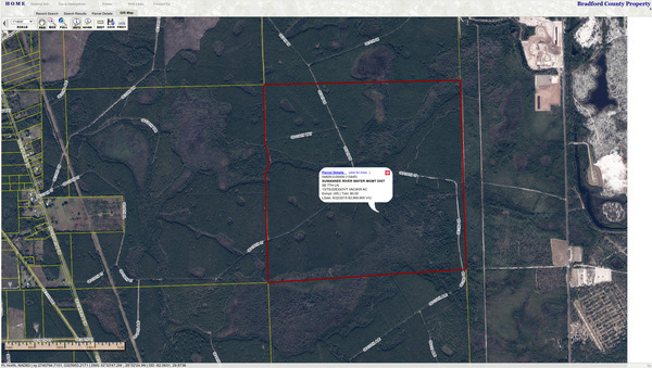 [Map: Bradford County Property Appraiser SRWMD]
