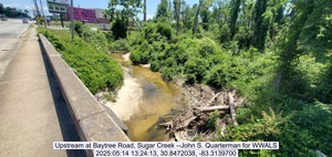 [Upstream at Baytree Road, Sugar Creek --John S. Quarterman for WWALS, 2025:05:14 13:24:13, 30.8472038, -83.3139700]