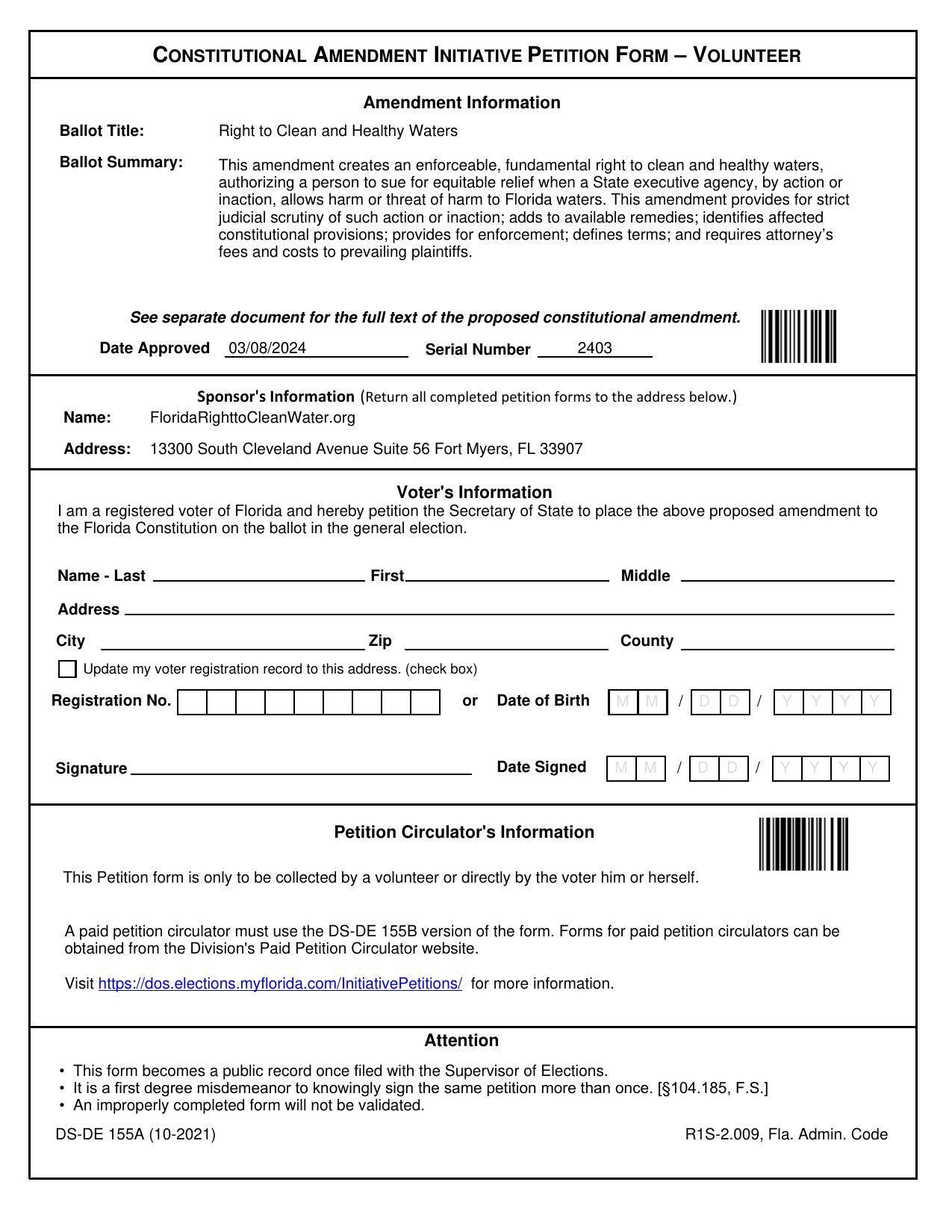 FL RTCW petition