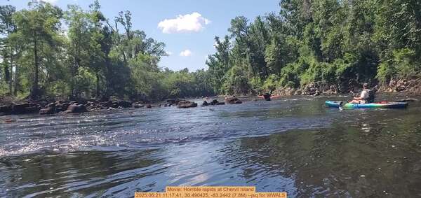 [Movie: Horrible rapids at Chervil Island, 2025:06:21 11:17:41, 30.490425, -83.2442 (7.8M) --jsq for WWALS]