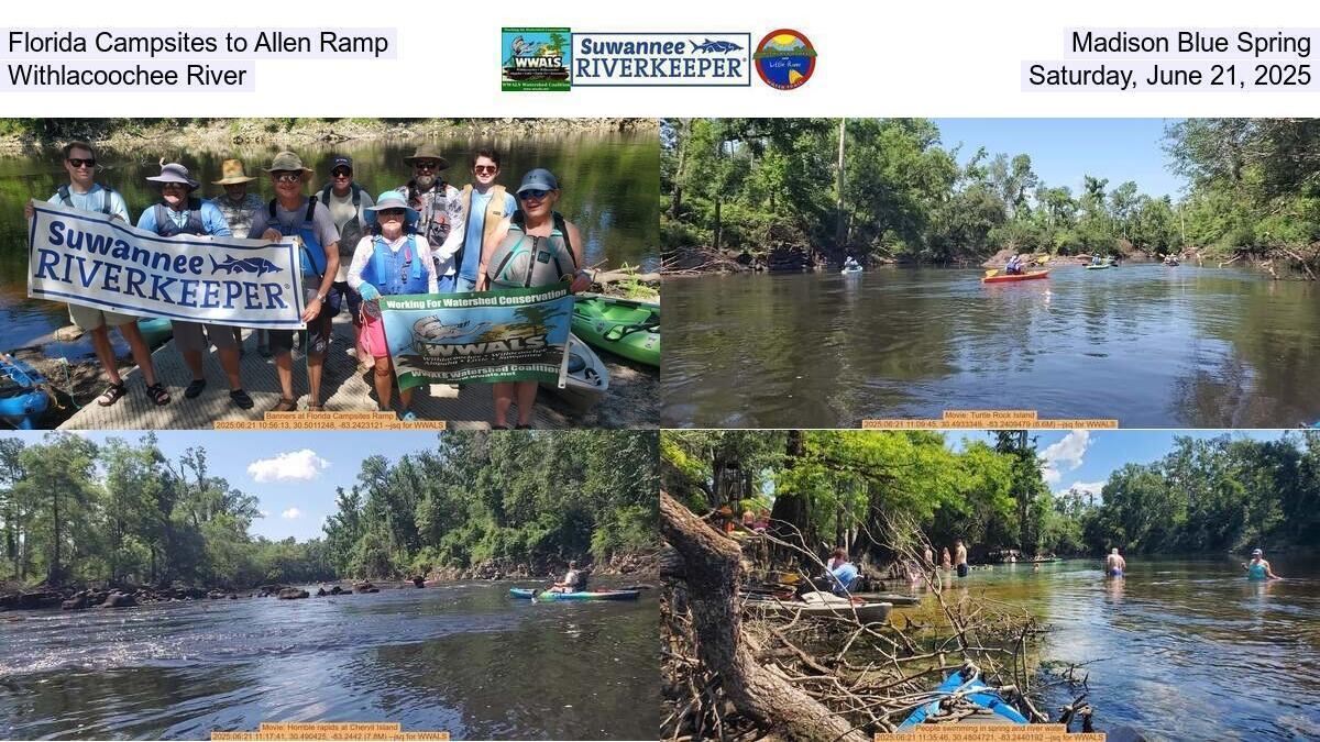 Florida Campsites to Allen Ramp, Madison Blue Spring, Withlacoochee River, Saturday, June 21, 2025