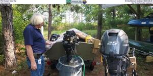 [Phil Hubard fixed the 9.9 hp Mercury outboard 2025-06-25, Also running: the 25 hp Yamaha outboard]