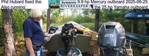[Phil Hubard fixed the 9.9 hp Mercury outboard 2025-06-25, Also running: the 25 hp Yamaha outboard]