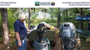 [Phil Hubard fixed the 9.9 hp Mercury outboard 2025-06-25, Also running: the 25 hp Yamaha outboard]