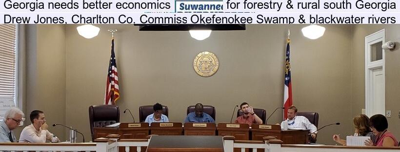 Georgia needs better economics, for forestry & rural south Georgia, Drew Jones, Charlton Co. Commission, Okefenokee Swamp & blackwater rivers