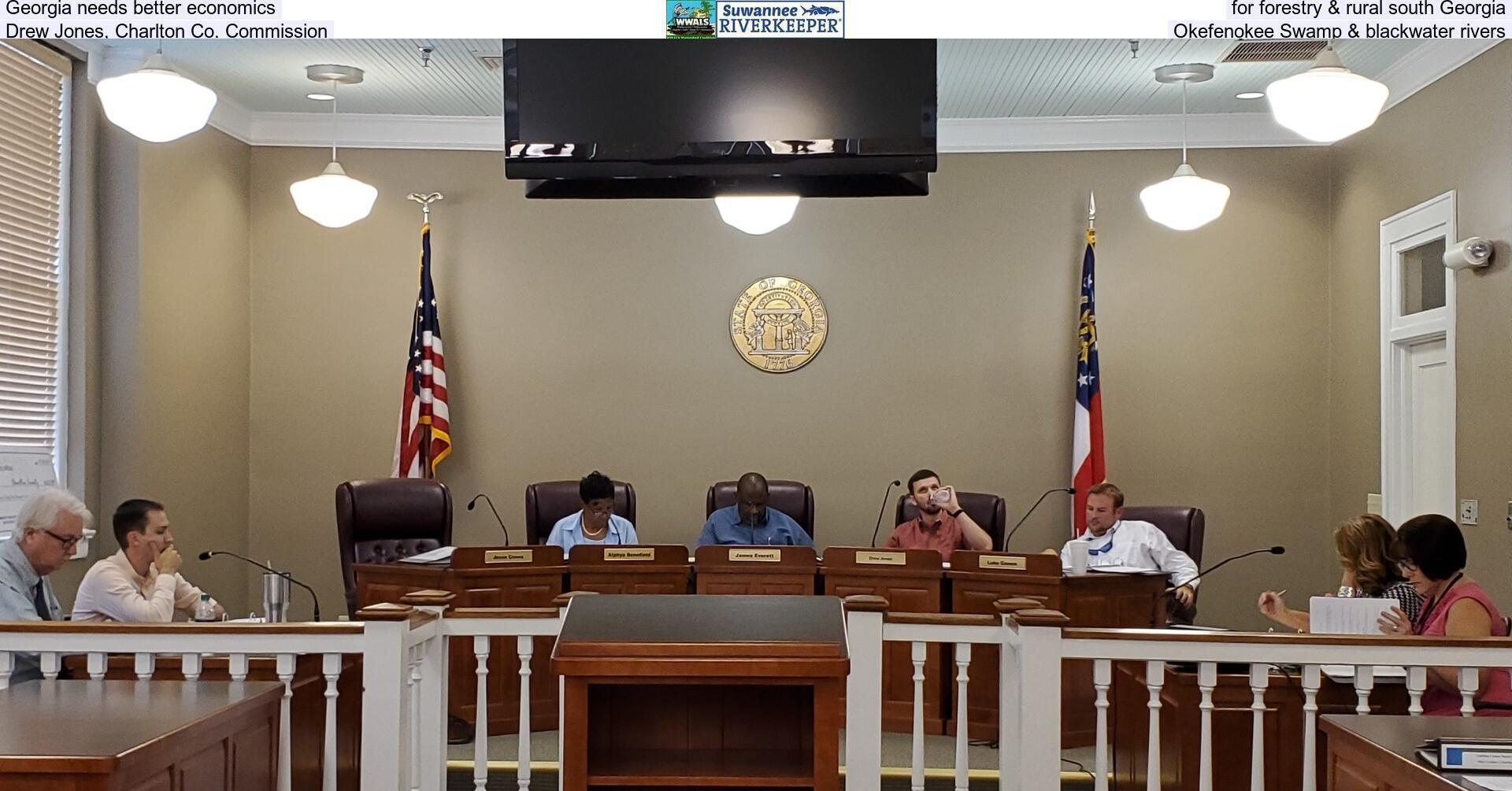 [Georgia needs better economics, for forestry & rural south Georgia, Drew Jones, Charlton Co. Commission, Okefenokee Swamp & blackwater rivers]