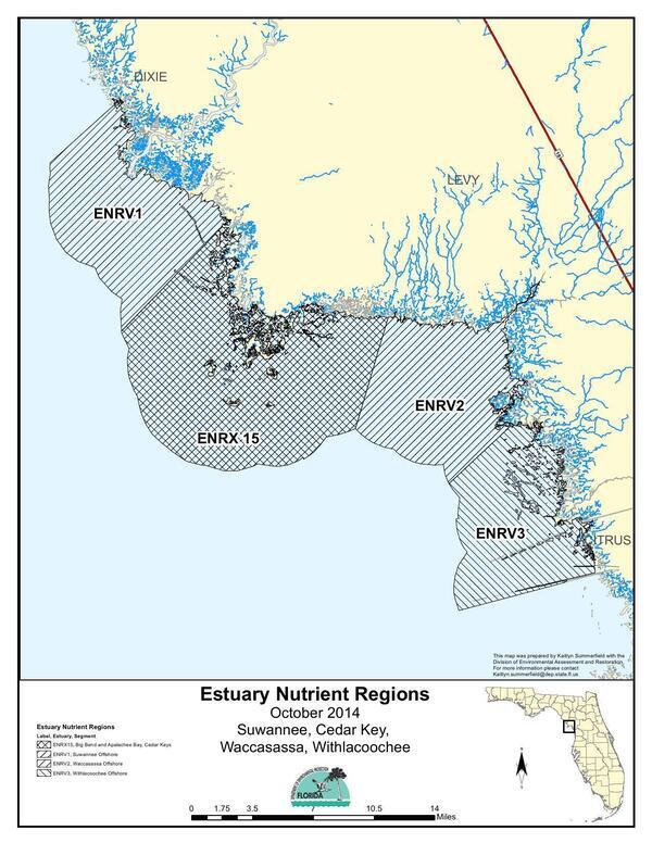 [Estuary Nutrient Regions, October 2014, Suwannee, Cedar Key, Waccasassa, Withlacoochee]