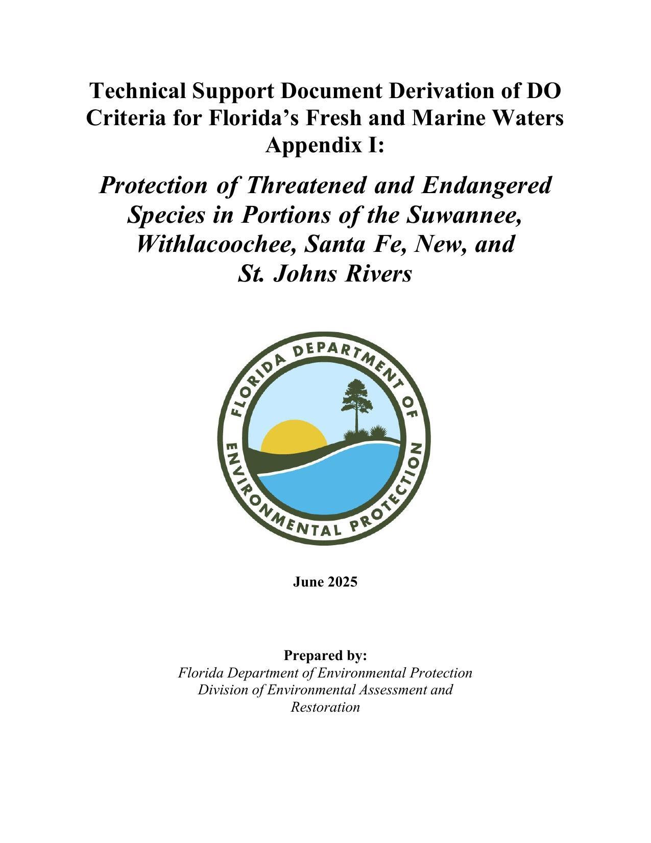 Protection of Threatened and Endangered Species in Portions of the Suwannee, Withlacoochee, Santa Fe, New, and St. Johns Rivers