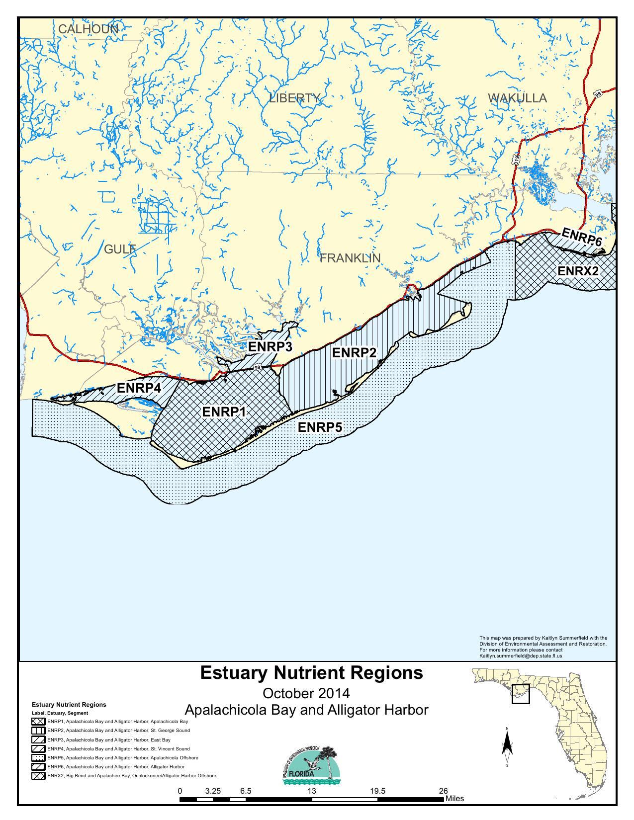 Estuary Nutrient Regions, October 2014, Apalachicola Bay and Alligator Harbor