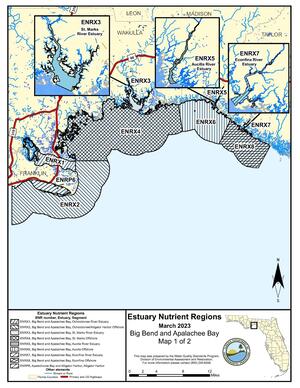 [Estuary Nutrient Regions, March 2023, Big Bend and Apalachee Bay, Map 1 of 2]