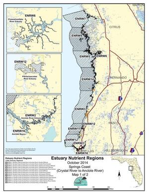 [Estuary Nutrient Regions, October 2014, Springs Coast (Crystal River to Anclote River) Map 1 of 2]