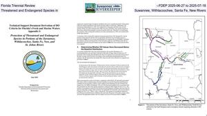 [Florida Triennial Review --FDEP 2025-06-27 to 2025-07-18, Threatened and Endangered Species in Suwannee, Withlacoochee, Santa Fe, New Rivers]