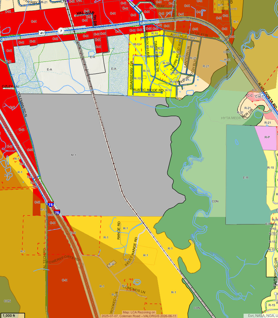 Map: LCA Rezoning on 2025-07-07, Coleman Road --VALORGIS 2026-06-11