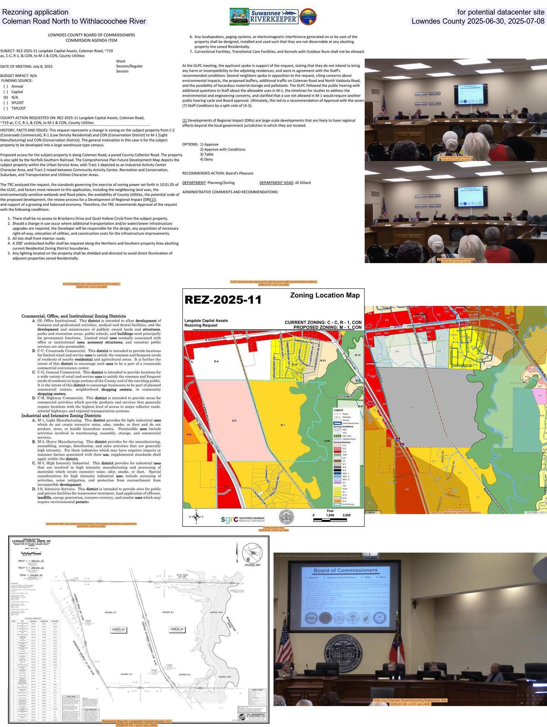 [Rezoning application for potential datacenter site, Coleman Road North to Withlacoochee River, Lowndes County 2025-06-30, 2025-07-08]