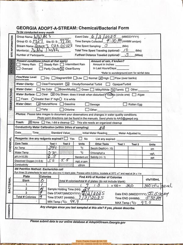 [Form, Franks Creek @ GA 122, 2025-07-02 --Debbie Smith for WWALS]