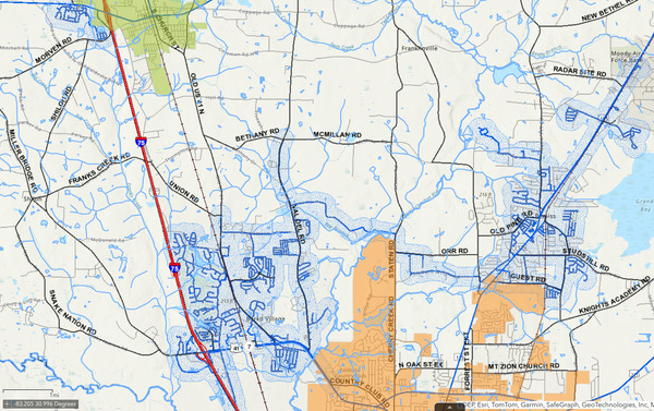 [Map: Lowndes County North Water System, 2025-07-08 --VALORGIS]