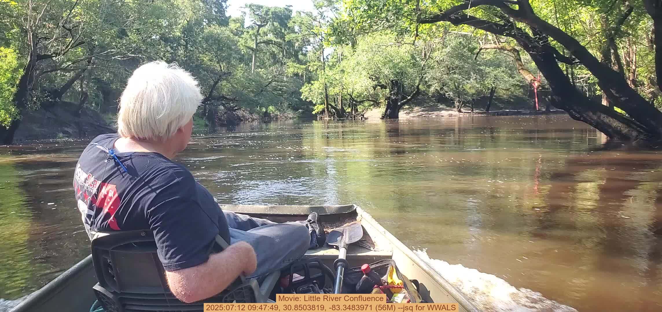 Movie: Little River Confluence, 2025:07:12 09:47:49, 30.8503819, -83.3483971 (56M) --jsq for WWALS