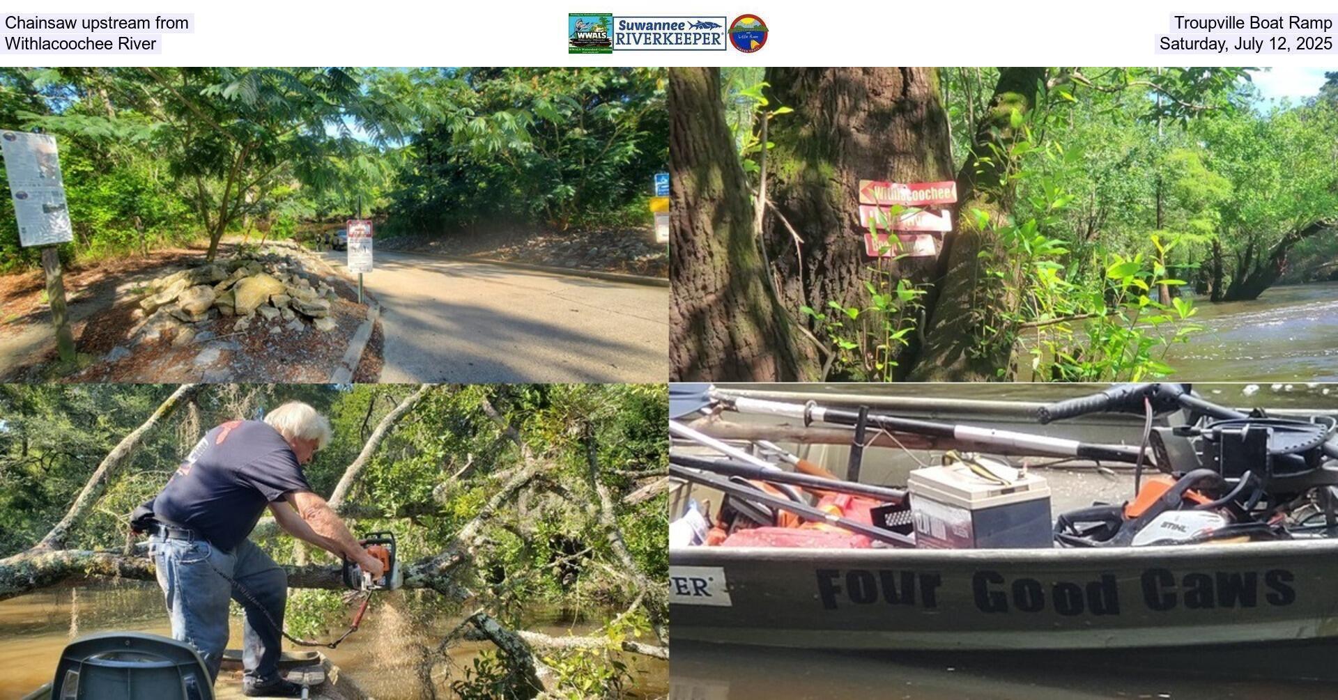 [Chainsaw upstream from Troupville Boat Ramp, Withlacoochee River, Saturday, July 12, 2025]