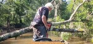 [Movie: Phil does a Phil (drops the sawed log into the boat), 2025:07:12 09:54:02, 30.8457012, -83.3471106 (37M) --jsq for WWALS]
