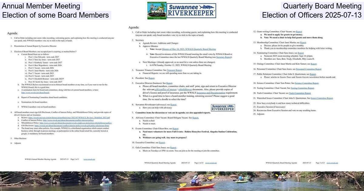 Annual Member Meeting & Quarterly Board Meeting, Election of some Board Members, Election of Officers 2025-07-13