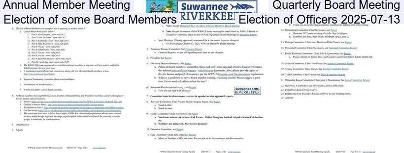 Annual Member Meeting & Quarterly Board Meeting, Election of some Board Members, Election of Officers 2025-07-13