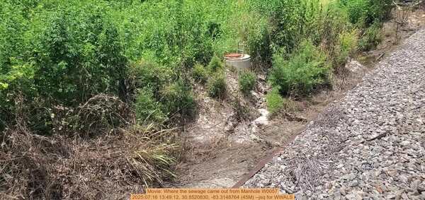 [Movie: Where the sewage came out from Manhole W0057, 2025:07:16 13:49:12, 30.8520830, -83.3148764 (45M) --jsq for WWALS]