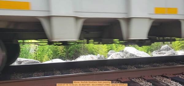 Movie: Norfolk Southern train passing, 2025:07:16 13:53:23, 30.8527367, -83.3149927 (79M) --jsq for WWALS