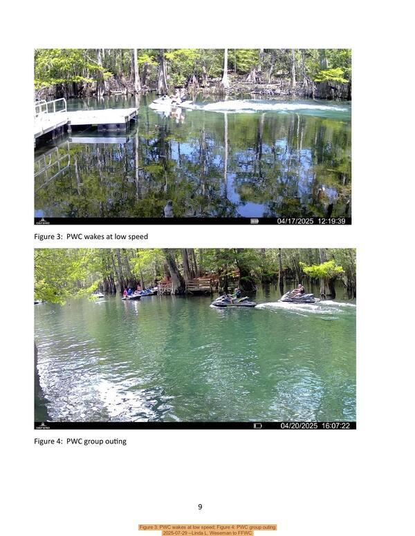 Figure 3: PWC wakes at low speed; Figure 4: PWC group outing, 2025-07-29 --Linda L. Weseman to FFWC