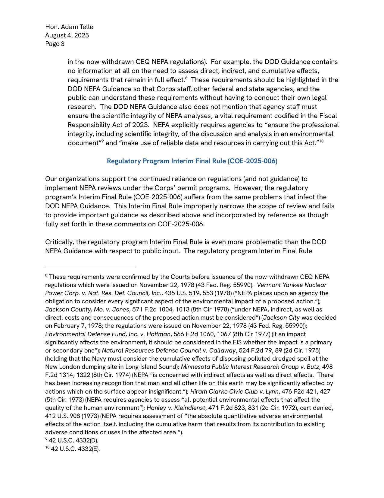 Regulatory Program Interim Final Rule (COE-2025-006)