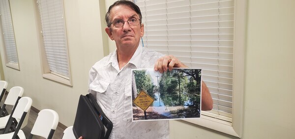 Sewage Spill Sign at Sugar Creek, Phil Royce --jsq for WWALS