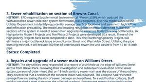 [3. Sewer rehabilitation on section of Browns Canal. 4. Repairs and upgrade of a sewer main on Williams Street.]