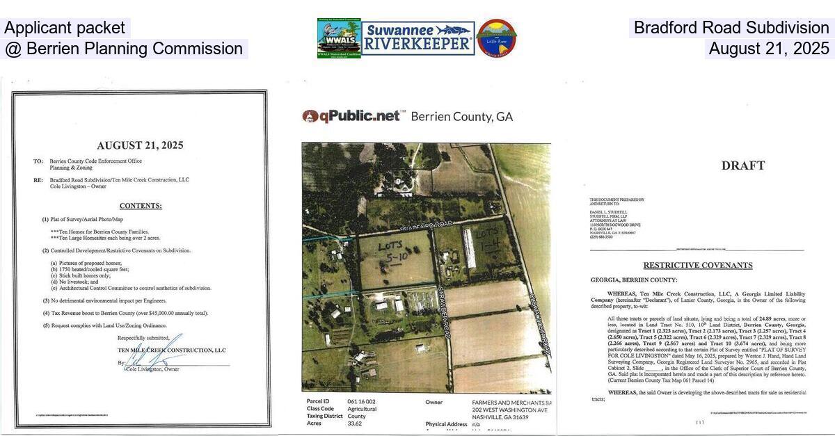 Applicant packet, Bradford Road Subdivision @ Berrien Planning Commission, August 21, 2025