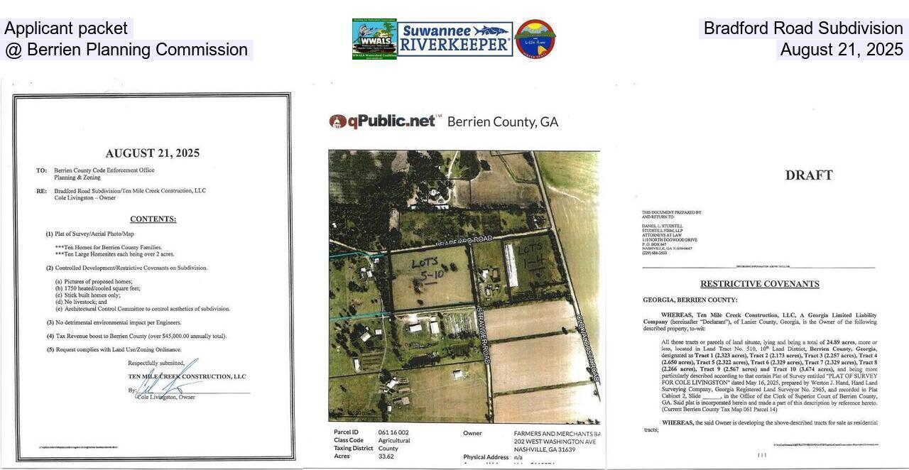 Applicant packet, Bradford Road Subdivision @ Berrien Planning Commission, August 21, 2025