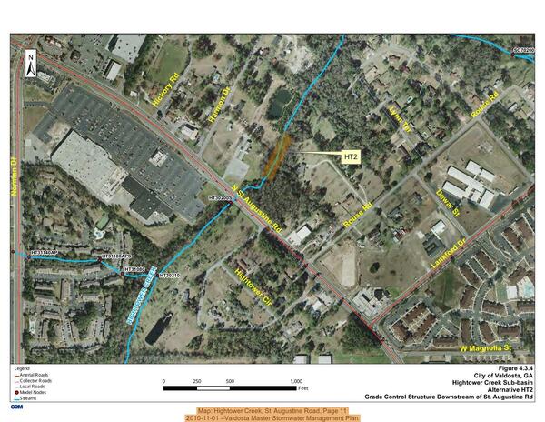 Map: Hightower Creek, St. Augustine Road, Page 11, 2010-11-01 --Valdosta Master Stormwater Management Plan