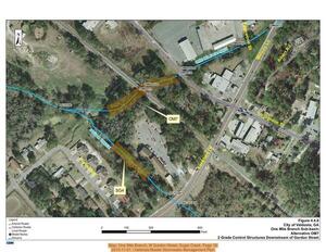 [Map: One Mile Branch, W Gordon Street, Sugar Creek, Page 19, 2010-11-01 --Valdosta Master Stormwater Management Plan]