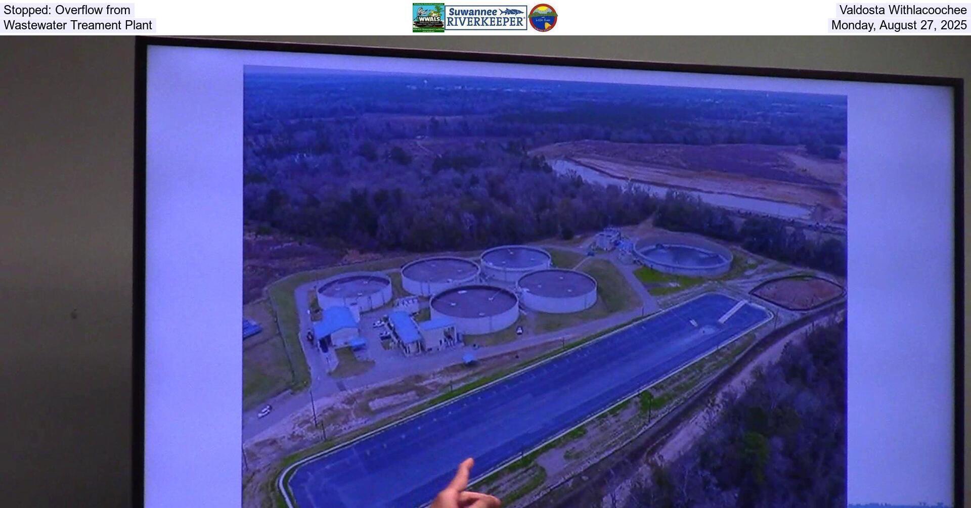 [Stopped: Overflow from Valdosta Withlacoochee Wastewater Treament Plant, Monday, August 27, 2025]