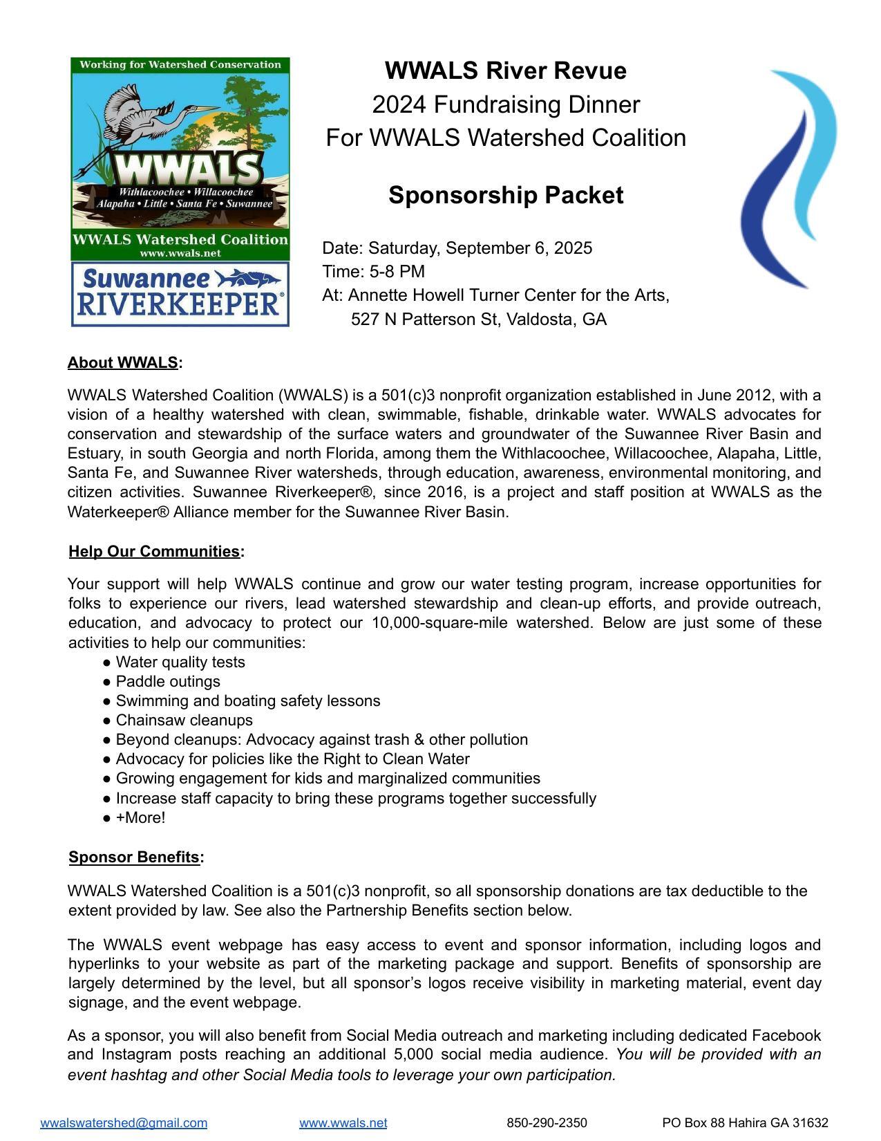 Sponsorship Package --WWALS River Revue 2025 Page 1