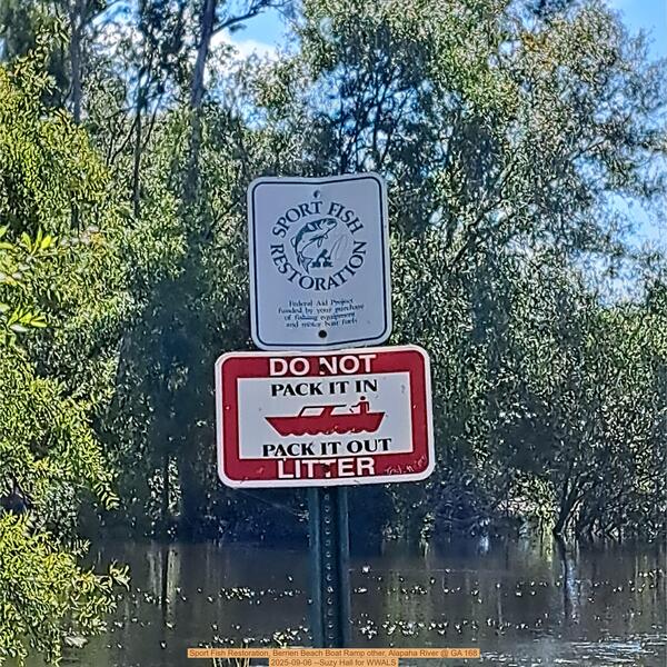 Sport Fish Restoration, Berrien Beach Boat Ramp other, Alapaha River @ GA 168 2025-09-06 --Suzy Hall for WWALS