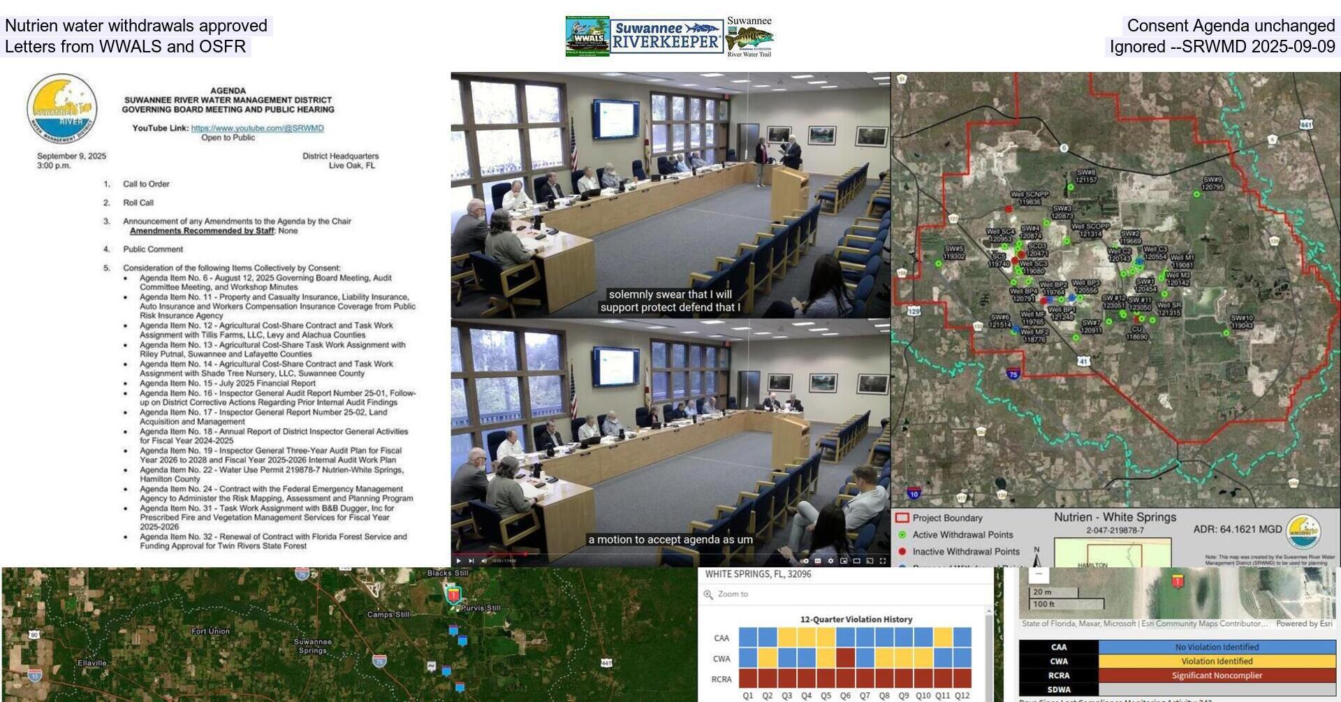 [Nutrien water withdrawals approved, Consent Agenda unchanged, Letters from WWALS and OSFR ignored --SRWMD 2025-09-09]