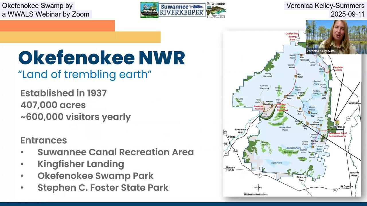 Okefenokee Swamp by Veronica Kelley-Summers, a WWALS Webinar by Zoom, 2025-09-11